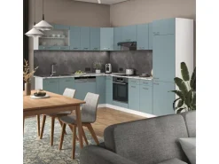 Vicco R-Line Eckküche Blau-Grau 227 x 287 cm AP Marmor ohne E-Geräte