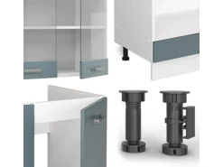 Vicco R-Line Eckküche Blau-Grau 227 x 287 cm AP Marmor ohne E-Geräte