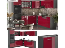 Vicco R-Line Eckküche Bordeaux Hochglanz/Anthrazit 237 x 247 cm AP Anthrazit ohne E-Geräte