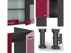 Vicco R-Line Eckküche Bordeaux Hochglanz/Anthrazit 237 x 247 cm AP Anthrazit ohne E-Geräte