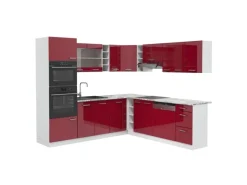 Vicco R-Line Eckküche Bordeaux Hochglanz/Weiß 237 x 60 cm ohne Arbeitsplatte ohne E-Geräte