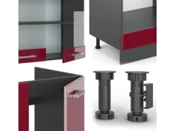 Vicco R-Line Eckküche Bordeaux Hochglanz/Anthrazit 227 x 287 cm ohne Arbeitsplatte ohne E-Geräte