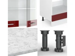 Vicco R-Line Eckküche Bordeaux Hochglanz/Weiß 227 x 287 cm AP Eiche ohne E-Geräte