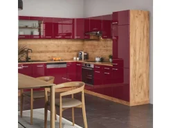 Vicco R-Line Eckküche Bordeaux Hochglanz/Goldkraft Eiche 227 x 287 cm ohne Arbeitsplatte ohne E-Geräte