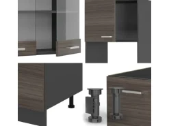 Vicco R-Line Eckküche Edelgrau/Anthrazit 237 x 247 cm AP Anthrazit ohne E-Geräte