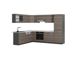 Vicco R-Line Eckküche Edelgrau/Anthrazit 227 x 287 cm AP Marmor ohne E-Geräte