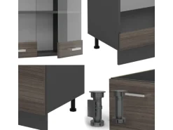 Vicco R-Line Eckküche Edelgrau/Anthrazit 227 x 287 cm AP Marmor ohne E-Geräte