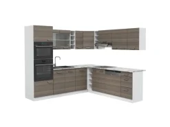 Vicco R-Line Eckküche Edelgrau/Weiß 237 x 60 cm ohne Arbeitsplatte ohne E-Geräte