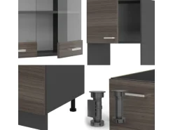 Vicco R-Line Eckküche Edelgrau/Anthrazit 237 x 60 cm ohne Arbeitsplatte ohne E-Geräte