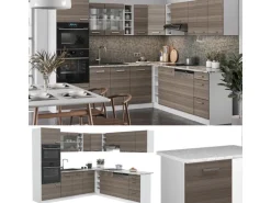 Vicco R-Line Eckküche Edelgrau/Weiß 237 x 247 cm AP Anthrazit ohne E-Geräte