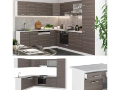 Vicco R-Line Eckküche Edelgrau/Weiß 227 x 287 cm ohne Arbeitsplatte ohne E-Geräte