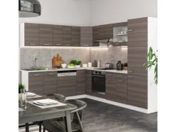 Vicco R-Line Eckküche Edelgrau/Weiß 227 x 287 cm ohne Arbeitsplatte ohne E-Geräte