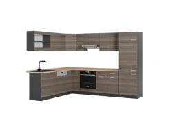 Vicco R-Line Eckküche Edelgrau/Anthrazit 227 x 287 cm ohne Arbeitsplatte ohne E-Geräte