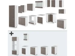 Vicco R-Line Eckküche Edelgrau/Weiß 227 x 287 cm AP Marmor ohne E-Geräte