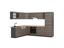 Vicco R-Line Eckküche Edelgrau/Anthrazit 227 x 287 cm AP Eiche ohne E-Geräte