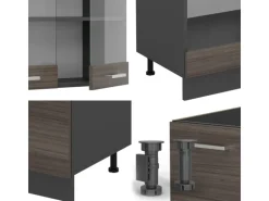 Vicco R-Line Eckküche Edelgrau/Anthrazit 227 x 287 cm AP Anthrazit ohne E-Geräte