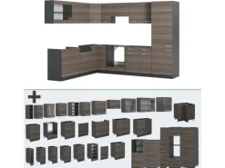 Vicco R-Line Eckküche Edelgrau/Anthrazit 227 x 287 cm AP Anthrazit ohne E-Geräte