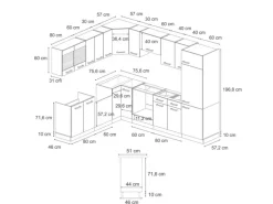 Vicco R-Line Eckküche Edelgrau/Goldkraft Eiche 227 x 287 cm AP Marmor ohne E-Geräte