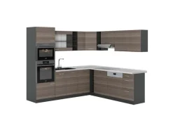 Vicco R-Line Eckküche Edelgrau/Anthrazit 237 x 247 cm AP Marmor ohne E-Geräte