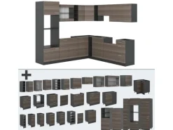 Vicco R-Line Eckküche Edelgrau/Anthrazit 237 x 247 cm AP Marmor ohne E-Geräte