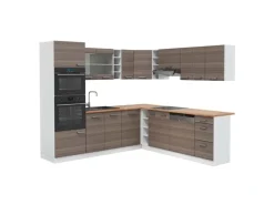 Vicco R-Line Eckküche Edelgrau/Weiß 237 x 247 cm AP Eiche ohne E-Geräte