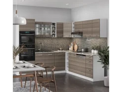 Vicco R-Line Eckküche Edelgrau/Weiß 237 x 247 cm AP Eiche ohne E-Geräte