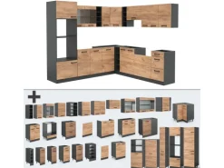 Vicco R-Line Eckküche Goldkraft Eiche/Anthrazit 237 x 60 cm ohne Arbeitsplatte ohne E-Geräte