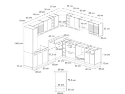 Vicco R-Line Eckküche Goldkraft Eiche/Anthrazit 257 x 277 cm J-ShapeAP Eiche ohne E-Geräte