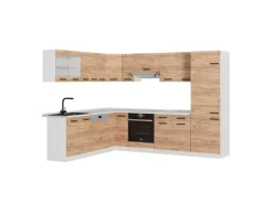 Vicco R-Line Eckküche Goldkraft Eiche/Weiß 227 x 287 cm ohne Arbeitsplatte ohne E-Geräte