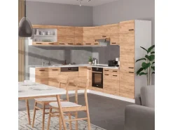 Vicco R-Line Eckküche Goldkraft Eiche/Weiß 227 x 287 cm ohne Arbeitsplatte ohne E-Geräte