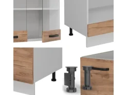 Vicco R-Line Eckküche Goldkraft Eiche/Weiß 227 x 287 cm ohne Arbeitsplatte ohne E-Geräte