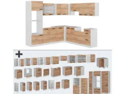 Vicco R-Line Eckküche Goldkraft Eiche/Weiß 237 x 247 cm AP Marmor ohne E-Geräte