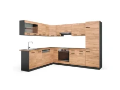 Vicco R-Line Eckküche Goldkraft Eiche/Anthrazit 227 x 287 cm AP Eiche ohne E-Geräte