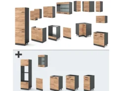 Vicco R-Line Eckküche Goldkraft Eiche/Anthrazit 227 x 287 cm ohne Arbeitsplatte ohne E-Geräte