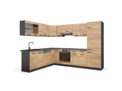Vicco R-Line Eckküche Goldkraft Eiche/Anthrazit 227 x 287 cm AP Anthrazit ohne E-Geräte