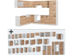 Vicco R-Line Eckküche Goldkraft Eiche/Weiß 227 x 287 cm AP Anthrazit ohne E-Geräte