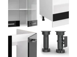 Vicco R-Line Eckküche Schwarz Hochglanz 227 x 287 cm AP Marmor ohne E-Geräte