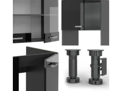 Vicco R-Line Eckküche Schwarz Hochglanz/Anthrazit 237 x 247 cm AP Anthrazit ohne E-Geräte