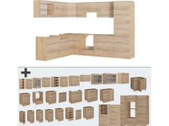 Vicco R-Line Eckküche Sonoma/Goldkraft Eiche 227 x 287 cm AP Anthrazit ohne E-Geräte