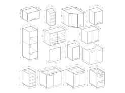 Vicco R-Line Eckküche Sonoma/Weiß 237 x 60 cm ohne Arbeitsplatte ohne E-Geräte