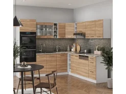 Vicco R-Line Eckküche Sonoma/Weiß 237 x 60 cm ohne Arbeitsplatte ohne E-Geräte