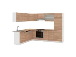 Vicco R-Line Eckküche Sonoma/Weiß 227 x 287 cm AP Eiche ohne E-Geräte