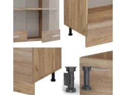 Vicco R-Line Eckküche Sonoma/Goldkraft Eiche 227 x 287 cm ohne Arbeitsplatte ohne E-Geräte