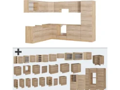 Vicco R-Line Eckküche Sonoma/Goldkraft Eiche 227 x 287 cm ohne Arbeitsplatte ohne E-Geräte