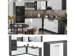 Vicco R-Line Eckküche Weiß Hochglanz/Anthrazit 237 x 247 cm AP Anthrazit ohne E-Geräte