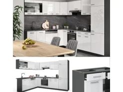 Vicco R-Line Eckküche Weiß Hochglanz/Anthrazit 227 x 287 cm AP Anthrazit ohne E-Geräte