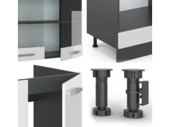 Vicco R-Line Eckküche Weiß Hochglanz/Anthrazit 227 x 287 cm AP Anthrazit ohne E-Geräte