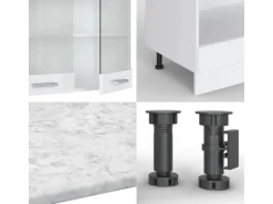 Vicco R-Line Eckküche Weiß Hochglanz/Weiß 227 x 287 cm AP Eiche ohne E-Geräte