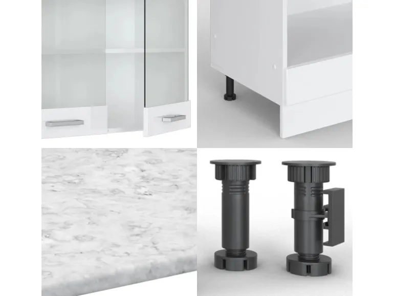 Vicco R-Line Eckküche Weiß Hochglanz/Weiß 227 x 287 cm AP Eiche ohne E-Geräte