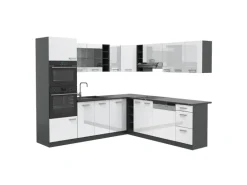 Vicco R-Line Eckküche Weiß Hochglanz/Anthrazit 237 x 60 cm ohne Arbeitsplatte ohne E-Geräte